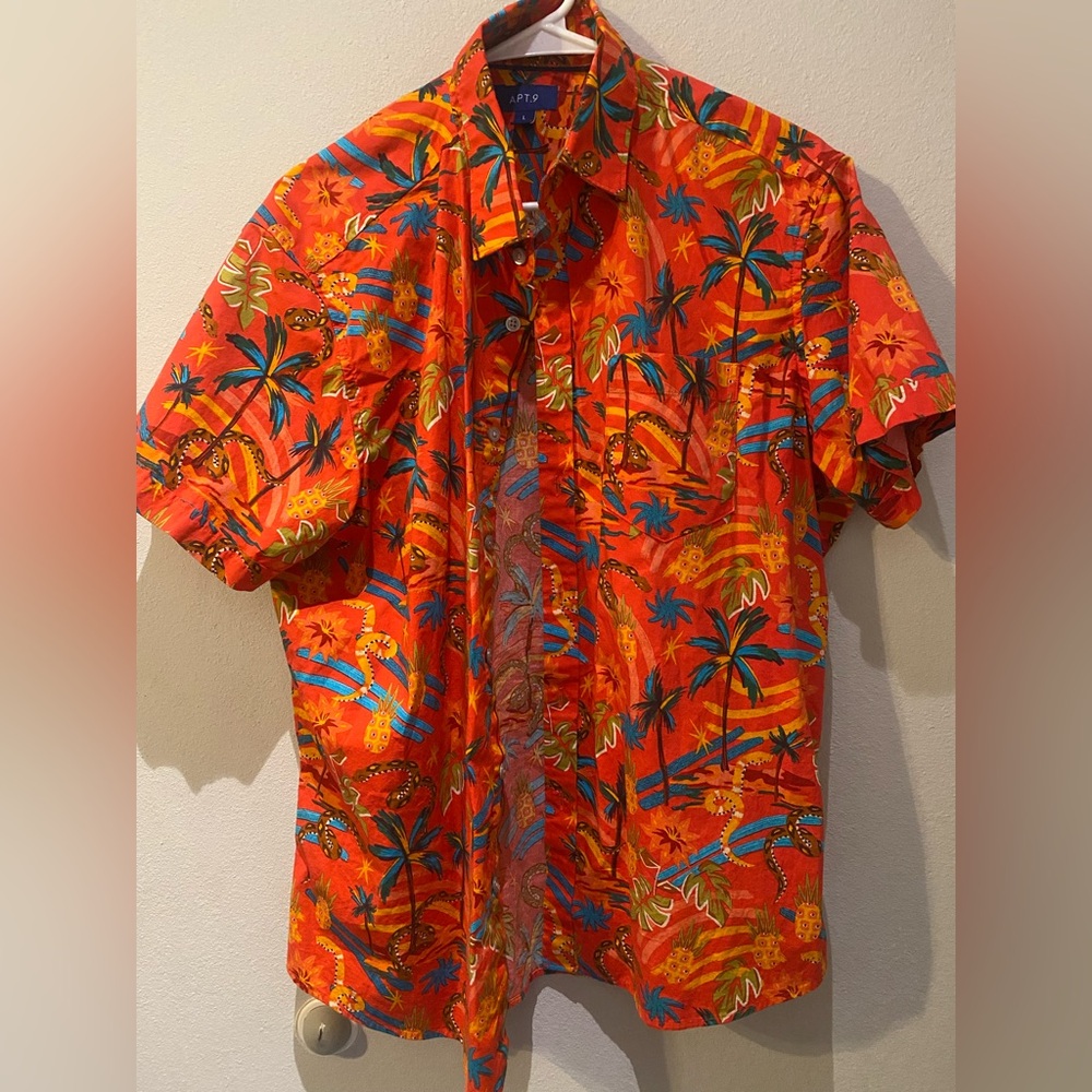 Apt. 9 Red and Orange Casual Button Down Shirt